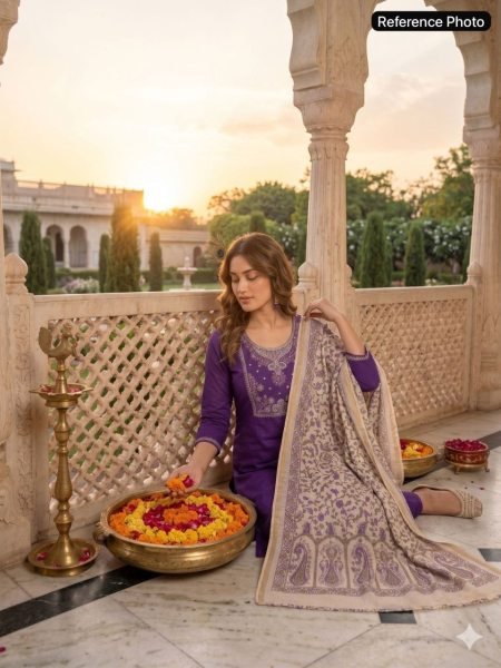 Legendary Purple Violet Roman Silk Kurti Pant Dupatta Set with Beads Work  Embroidery Kurtis 