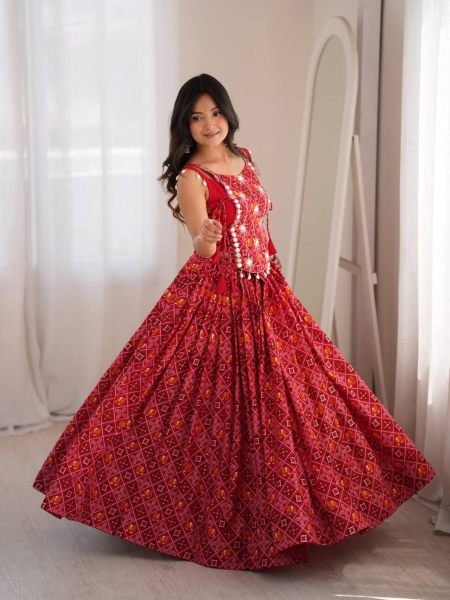 Legendary Red 6 Meter Flair Heavy Rayon Lehenga Choli with Embroidered Blouse  Lehenga