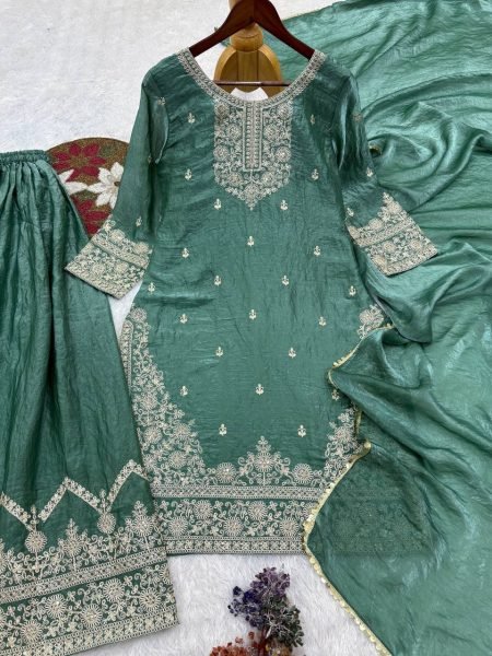 Legendary Sky Blue Heavy Embroidery Palazzo Set for Women Wedding Wear Ready To Wear Collection