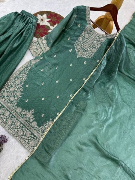 Legendary Sky Blue Heavy Embroidery Palazzo Set for Women Wedding Wear Ready To Wear Collection