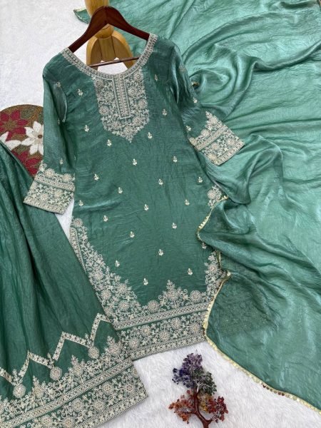 Legendary Sky Blue Heavy Embroidery Palazzo Set for Women Wedding Wear Ready To Wear Collection