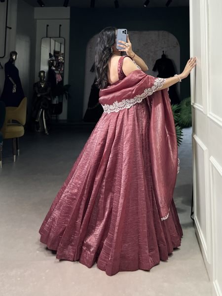 Light Maroon Color Gold Crush Embroidered Lehenga Choli Designer Lehenga Choli
