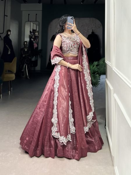 Light Maroon Color Gold Crush Embroidered Lehenga Choli Designer Lehenga Choli