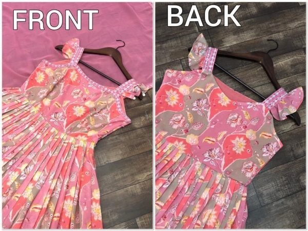 Light Pink Colour Long  Gown With Dupatta Kurti With Dupatta Wholesale