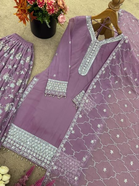 Light Pink Faux Georgette Pakistani Salwar Kameez Ready To Wear Wedding Suit Ready To Wear Collection