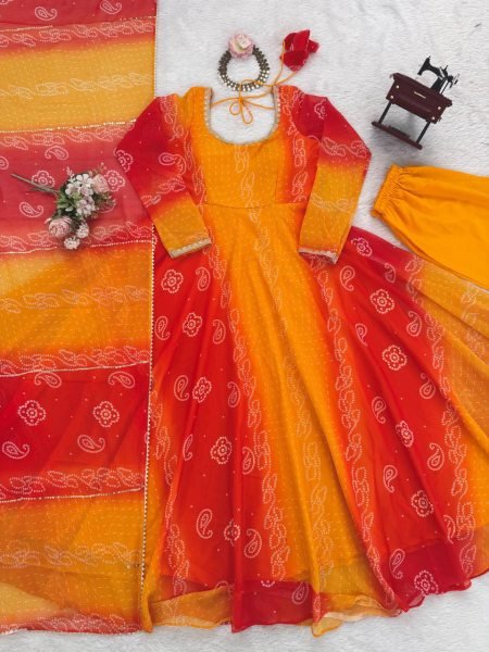 Light Weight Yellow Georgette Anarkali with Lace Dupatta for a Office Wear at Wholesale Rate Georgette Kurti 