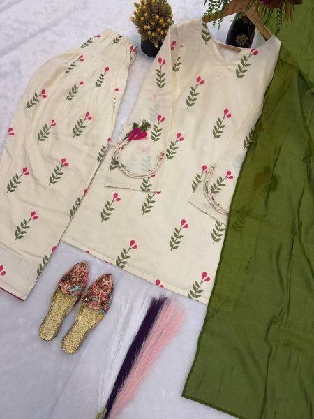 Lightweight Cotton Off white Kurta Set with Farshi Pant   Dupatta Ready To Wear Collection