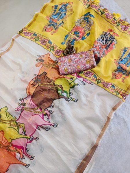 Lightweight Cream Elegant Manipuri Slub Silk Saree with Running Blouse for Festive Wear Silk Sarees Wholesale