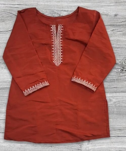 Orange Lightweight Embroidery Top for Summer Collection Tunics kurti