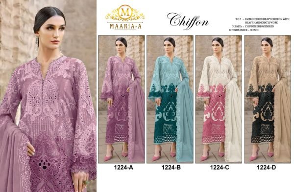 Lightweight Lavender Elegant Sequence Embroidery Chiffon Suit with Crepe Silk Bottom Pakistani Suits Wholesale