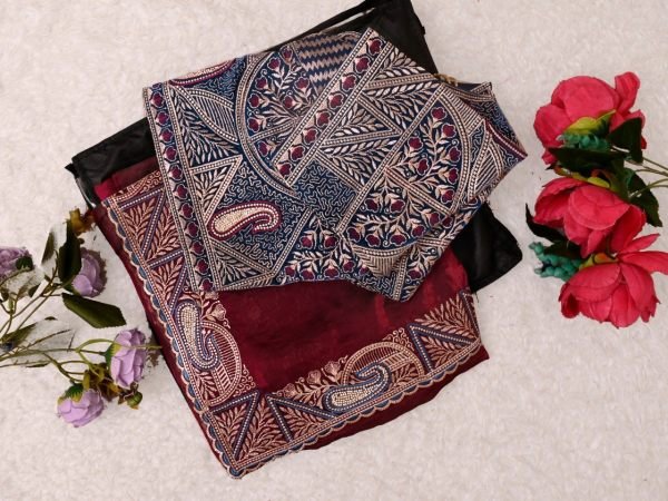 Lightweight Maroon Soft Fendy Satin Saree with Full Stitched Designer Blouse Designer Wedding Sarees Wholesale