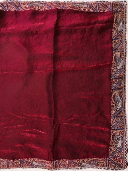 Lightweight Maroon Soft Fendy Satin Saree with Full Stitched Designer Blouse Designer Wedding Sarees Wholesale