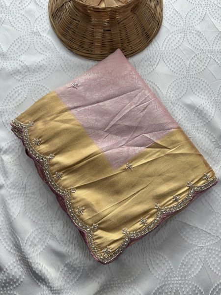 Lightweight Pink Designer Kanjivarm Silk Saree with C Pallu Cutdana Work at Wholesale Rate Silk Sarees Wholesale