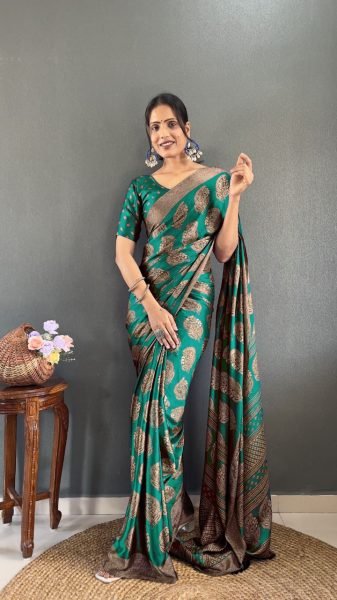 Lightweight Printed Saree for Women Soft Moss Silk Online Designer Saree Sale Silk Sarees Wholesale