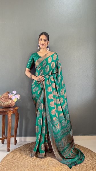 Lightweight Printed Saree for Women Soft Moss Silk Online Designer Saree Sale Silk Sarees Wholesale