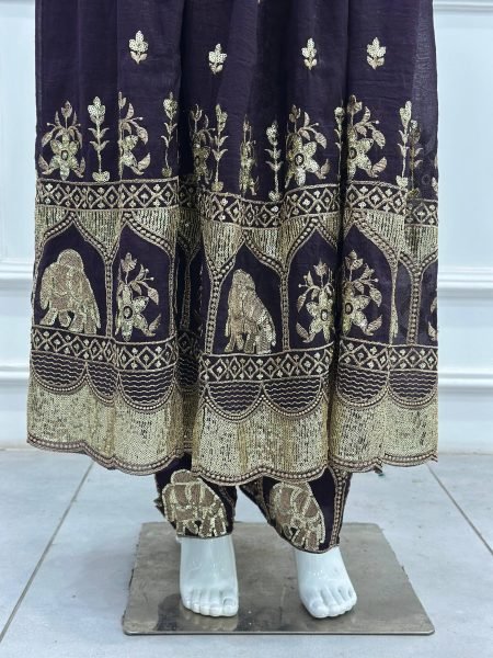 Lightweight Purple Anarkali Gown With 3 Meter Flair Using Zari Work  Ready To Wear Collection