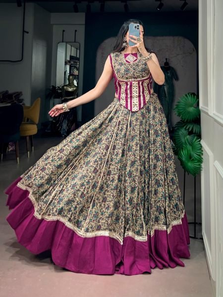 Lightweight Rani Pink Polyester Viscose Chanderi Lehenga Choli with Real Mirror Detailing Wholesale Lehengas Suppliers in Canada