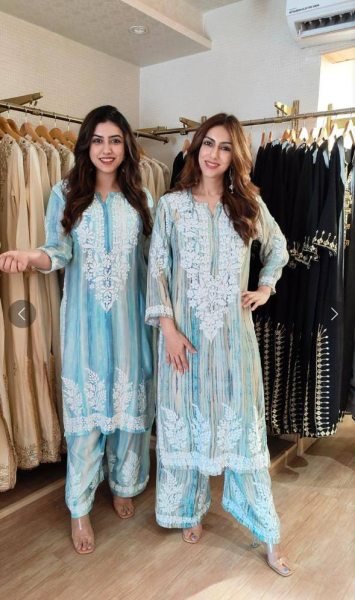 Lightweight Sky Blue Rayon Embroidered Palazzo Set for Women Summer Wear Ready To Wear Collection