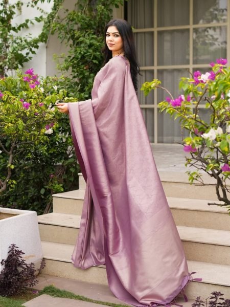 Lilac Dream Banarasi Soft Silk Saree with Subtle Shine Trending Look for Mehendi Nights  Banarasi Saree Wholesale