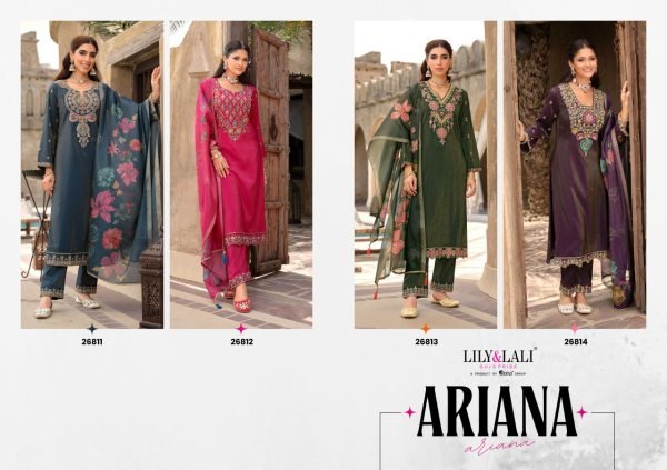 Lily and Lali Ariana Simmer Silk Readymade Pant Style Suits 4 Pcs Catalogue at Wholesale Rate Full Set Salwar Kameez
