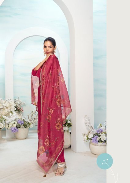 Lily & Lali Mishka Ready-to-Wear Jacquard Silk Kurti Ensemble with Organza Dupatta Premium Embroidered Womens Wear  3 Piece Kurti Set
