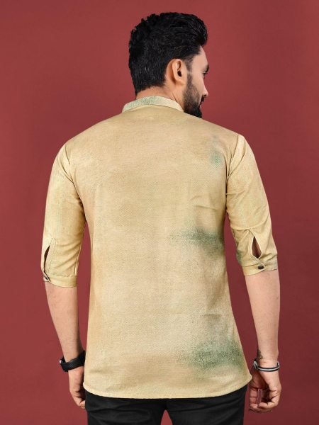 Linen Luxe Look Printed Short Kurta for Office to Ethnic Events Mens Short Kurta