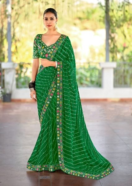 Lisha Luxe Georgette Saree with Vibrant Lace   Heavy Embroidered Blouse Elite Collection Designer Wedding Sarees Wholesale