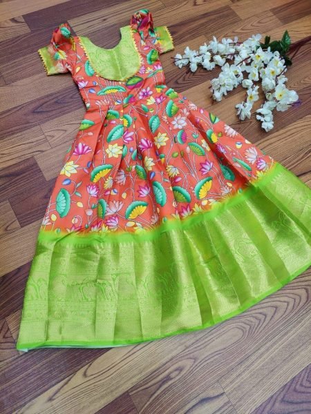 Litchi Silk South Indian Style Kids Gown Collection  Girls Wear