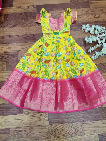 Litchi Silk South Indian Style Kids Gown Collection  Girls Wear