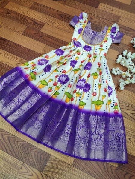 Litchi Silk South Indian Style Kids Gown Collection  Girls Wear