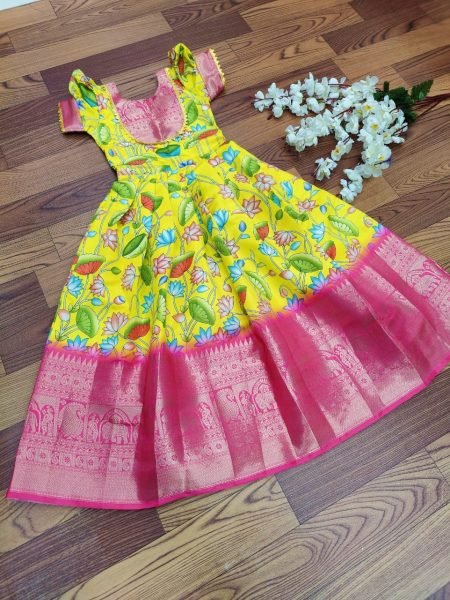 Litchi Silk South Indian Style Kids Gown Collection  Girls Wear