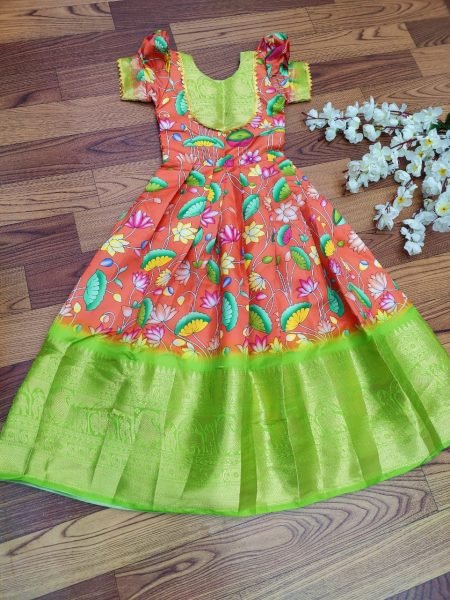 Litchi Silk South Indian Style Kids Gown Collection  Girls Wear