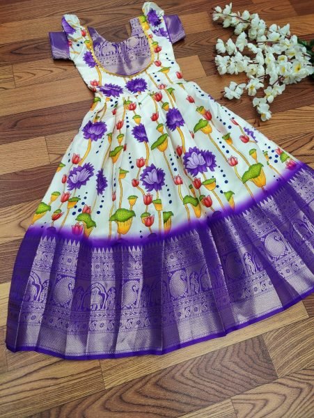 Litchi Silk South Indian Style Kids Gown Collection  Girls Wear