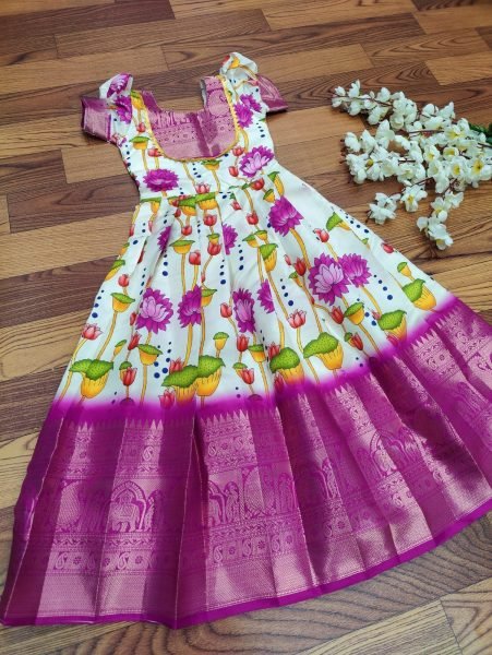 Litchi Silk South Indian Style Kids Gown Collection  Girls Wear