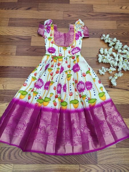 Litchi Silk South Indian Style Kids Gown Collection  Girls Wear