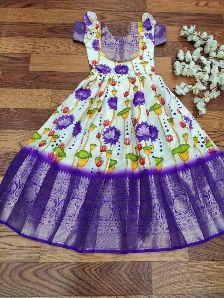 Litchi Silk South Indian Style Kids Gown Collection  Girls Wear