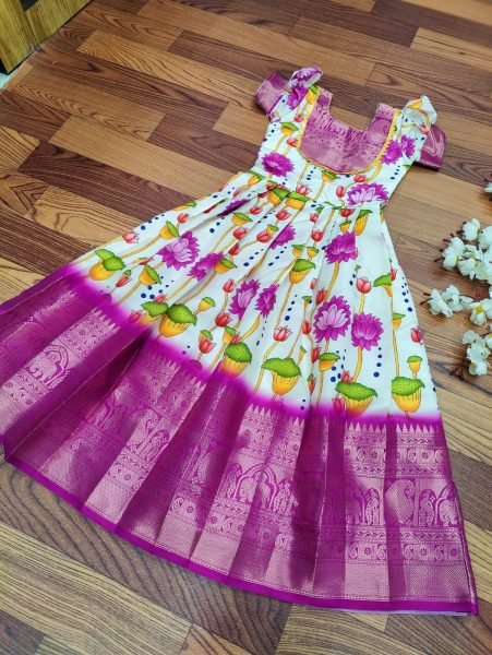 Litchi Silk South Indian Style Kids Gown Collection  Girls Wear