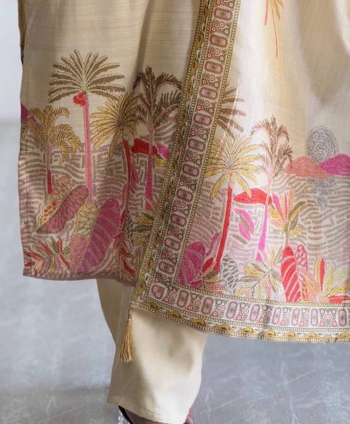 Lively Assam Silk Embroidered Top Pant Set with Digital Print Dupatta for Wholesale buyers  3 Piece Kurti Set