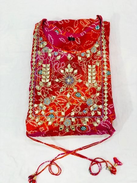 Long Round Cotton Kurti With Hand Work  Anarkali Kurtis 