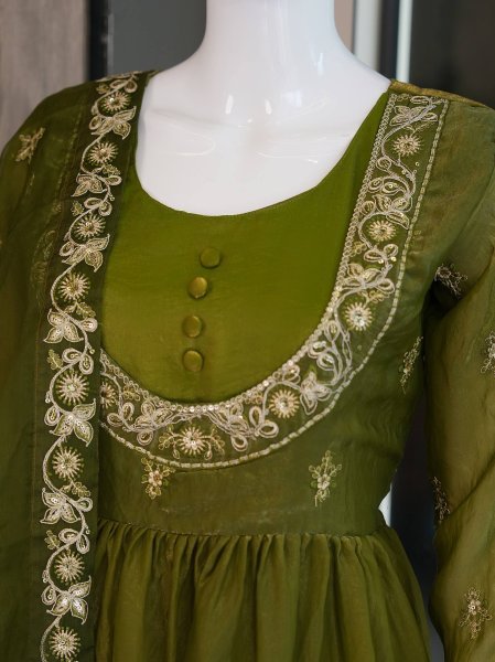 Low Price Olive Green Special Quality Occasions Wear Palazzo Suit With Dupatta For Women Ready To Wear Collection