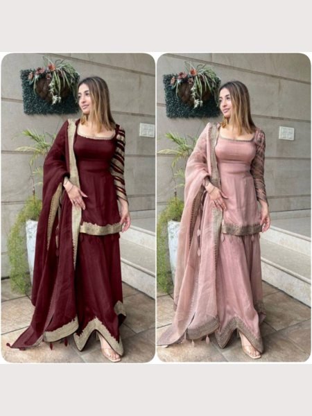 Lunching New Designer Faux Georgette Sharara Suit  Ready To Wear Collection