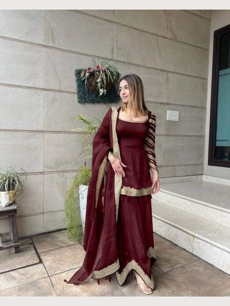 Lunching New Designer Faux Georgette Sharara Suit  Ready To Wear Collection