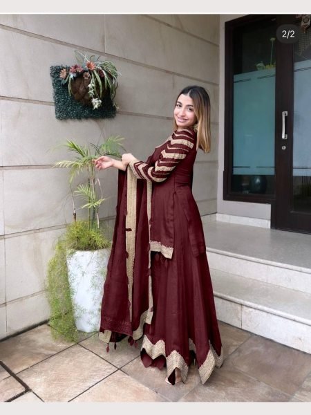 Lunching New Designer Faux Georgette Sharara Suit  Ready To Wear Collection