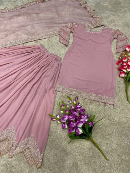 Lunching New Designer Faux Georgette Sharara Suit  Ready To Wear Collection