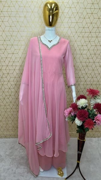 Lunching New Party Wear Look Georgette Gown Plazzo   Dupatta Sets Anarkali Kurtis 