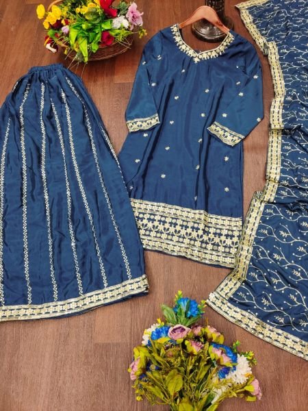 Lustrous Chinon Sequence Embroidered Sharara Outfit for functions Wear Ready To Wear Collection