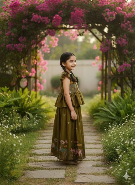 Lustrous Space Silk Lehenga Choli with Colorful Thread Embroidery Work for Exporters Girls Wear