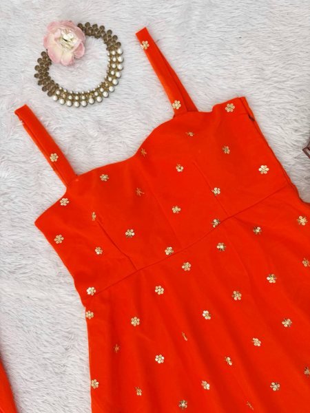 Lustrous touch Faux Georgette Thread   Sequence Work Suit   Plazzo with Dupatta for Function Wear Ready To Wear Collection