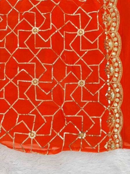 Lustrous touch Faux Georgette Thread   Sequence Work Suit   Plazzo with Dupatta for Function Wear Ready To Wear Collection