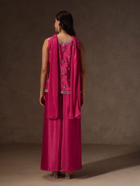 Luxe Heritage Pink Sequence Embroidered Chinon Suit With Dupatta Ready To Wear Collection